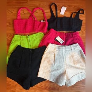 Royalty by Maluma 4 Tweed Shorts Sz 00 & 2 Crop Top Sz XS
